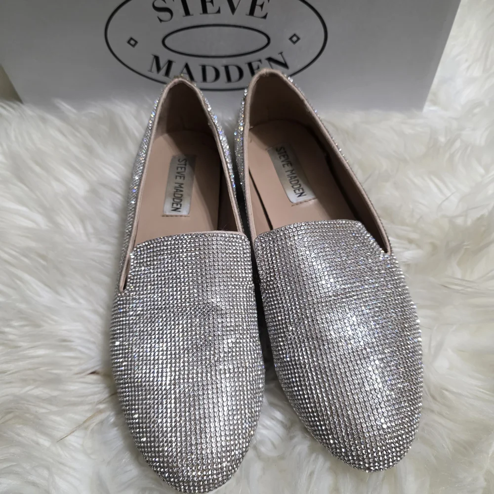 Steve Madden Women's Silver Crystal Embellished Loafers
